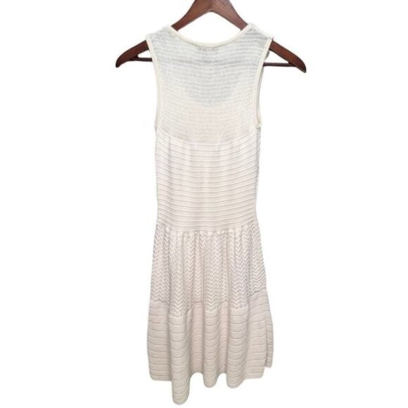 Sandro Cream Knit Scoop Neck Dress Size 2 Neutral Minimalist - Picture 3 of 11